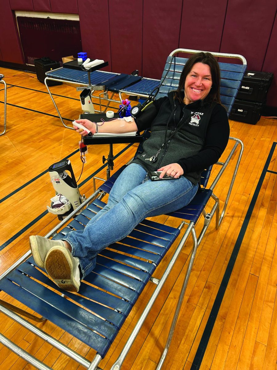 Mrs. Wisey at the blood drive.